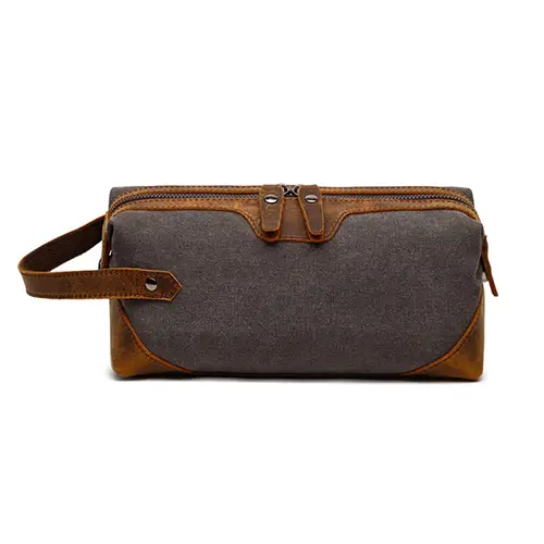 Vintage Canvas and Leather Travel Dopp Kit – Durable and Customizable